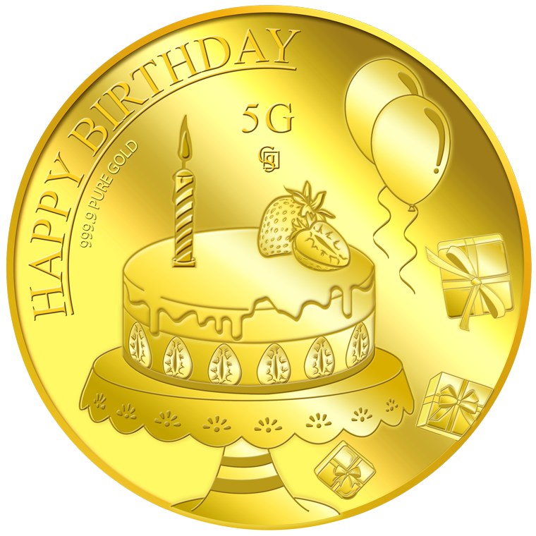 5g Happy Birthday Gold Medallion