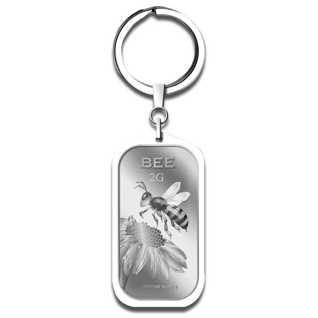 2g Harvest Bee Silver Bar Keychain
