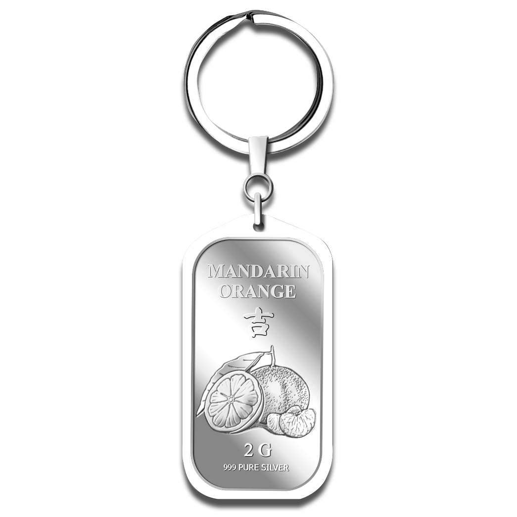 2g Mandarin Orange Silver Bar Keychain