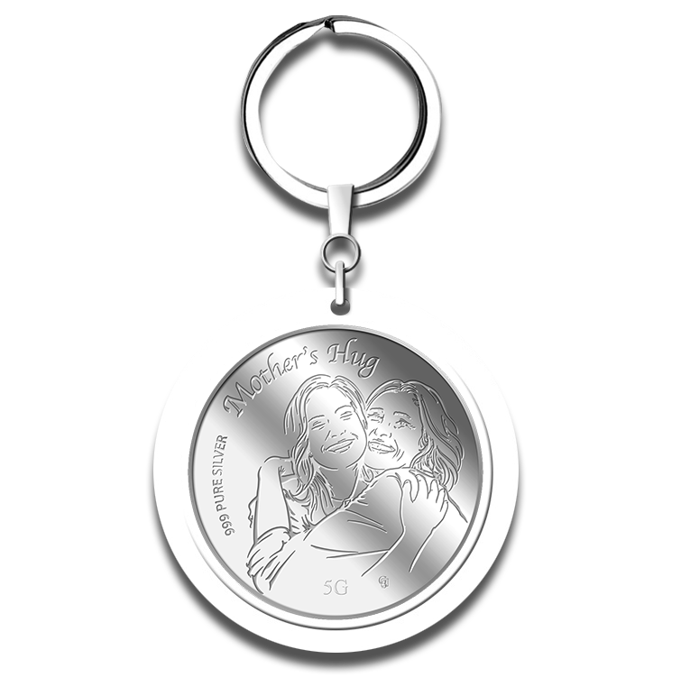 5g 2025 Mother's Hug Silver Medallion Keychain