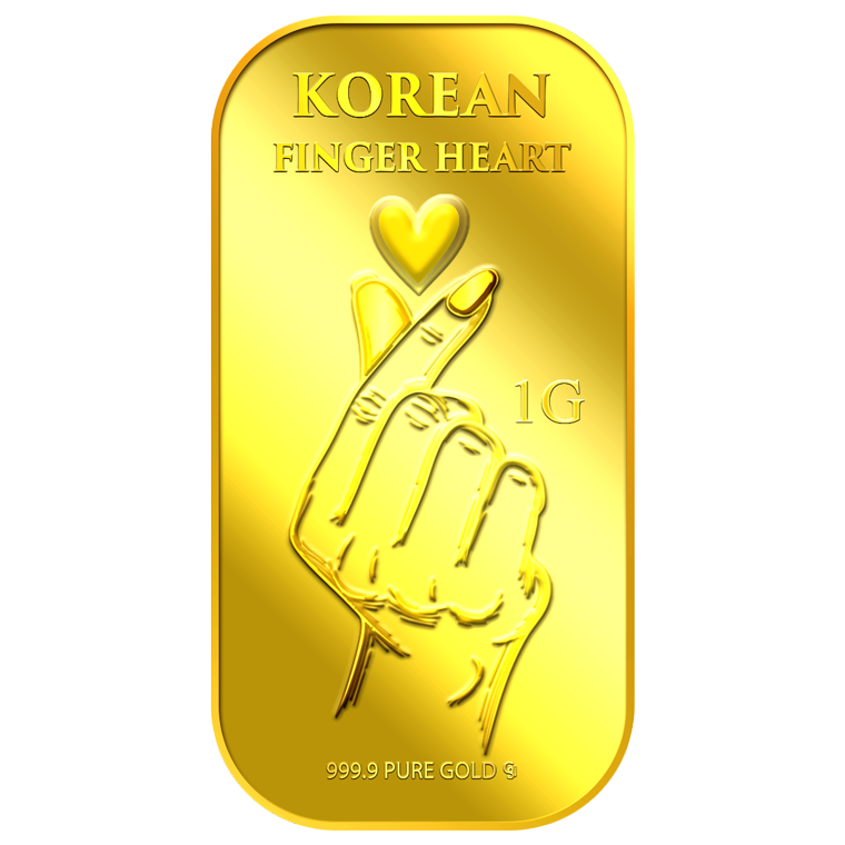1g Korean Finger Heart Gold Bar